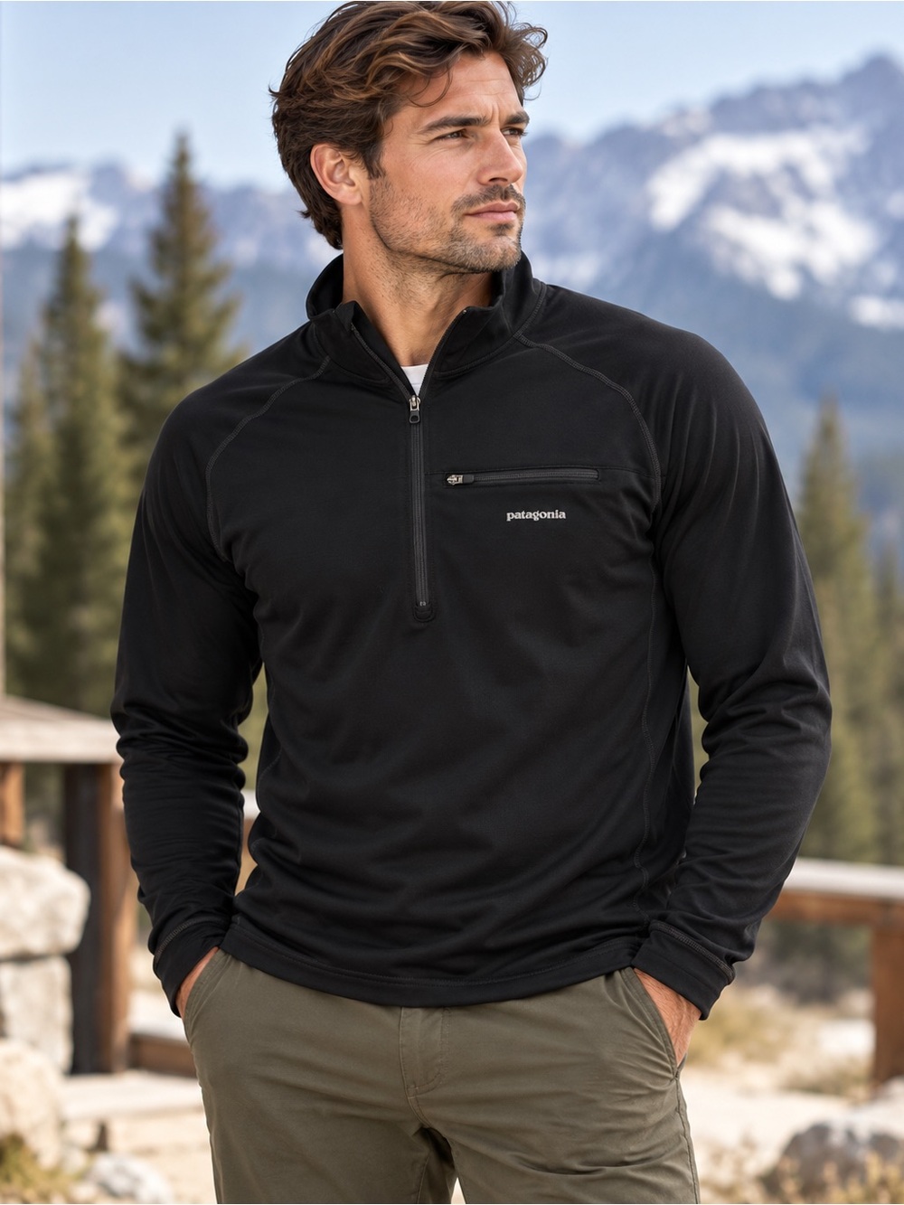 Patagonia Men’s Black Performance Quarter Zip Pullover Size Large